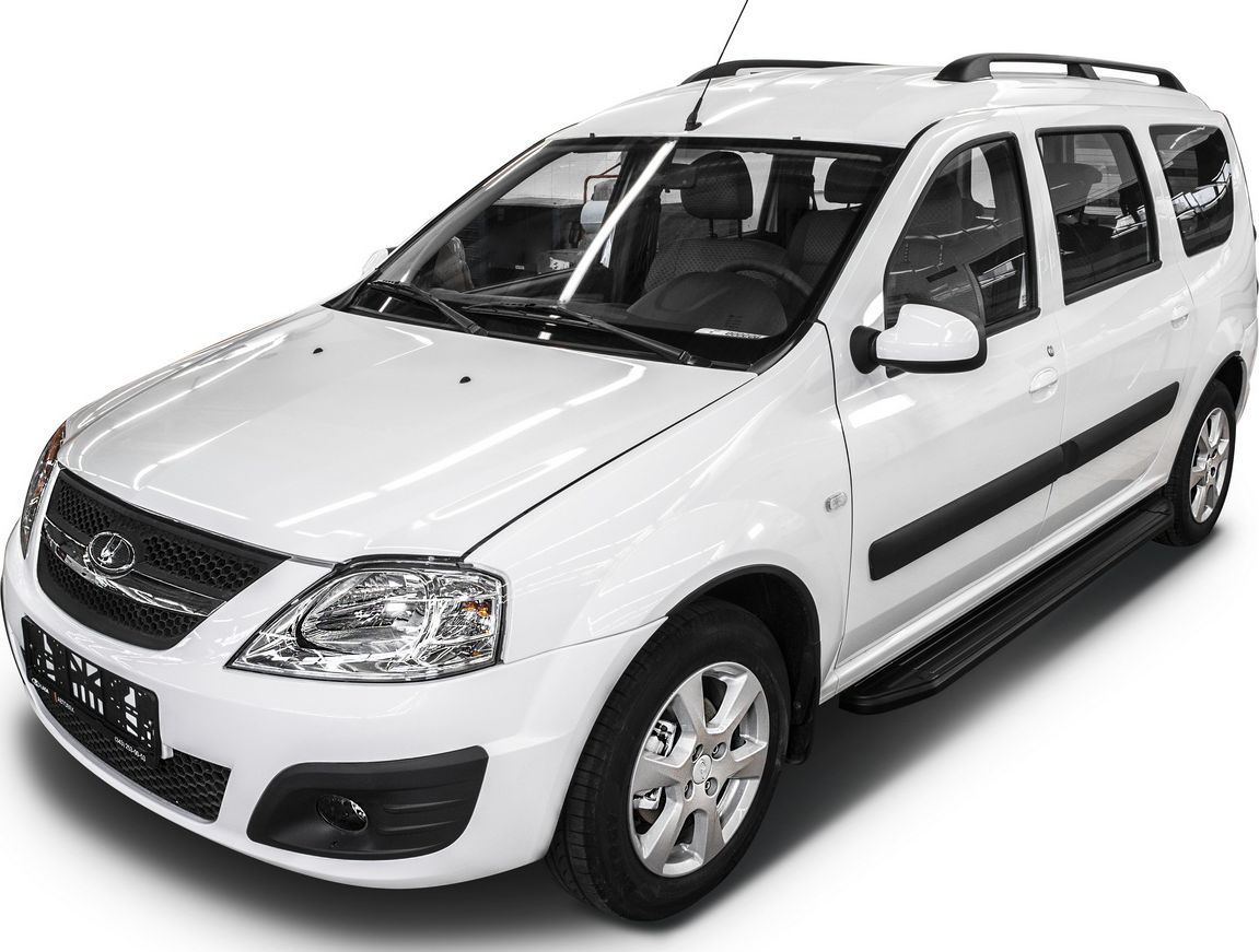 Пороги алюминиевые Rival Premium-Black для Lada Largus универсал 2012-2021. Артикул A193ALB.6001.2