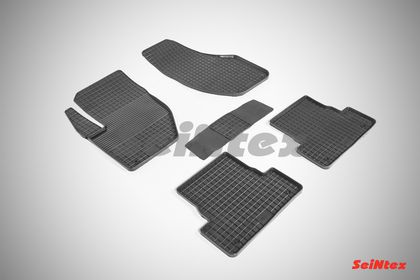 Коврики резиновые Seintex с узором сетка для салона Volvo V40 II 2012-2024. Артикул 86008