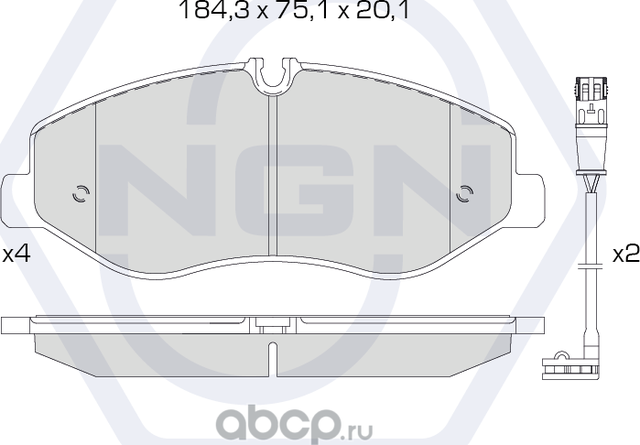 Колодки тормозные керамические, передние (NGN). Артикул 3502518