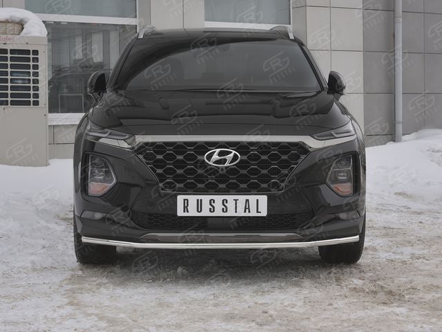 Защита RusStal переднего бампера d42 секции для Hyundai Santa Fe IV 2018-2026. Артикул HSFZ-003165