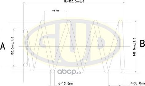 Пружина подвески G.U.D. передняя для Hyundai Accent III 2005-2010. Артикул GCS037232