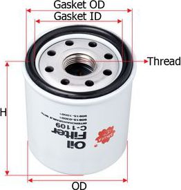 Масляный фильтр Sakura для Lifan X60 I 2011-2024. Артикул C-1109