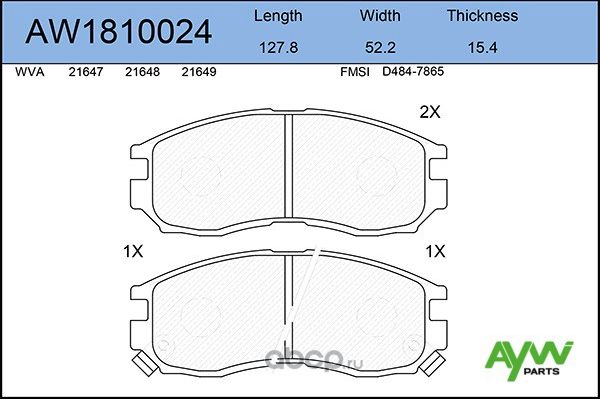 Колодки тормозные передние MITSUBISHI Colt 1.8 90-96/Eclipse >99/Galant >92/Lanc (Aywiparts). Артикул AW1810024