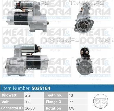 Стартер Meat & Doria для Hyundai Terracan I 2001-2006. Артикул 5035164