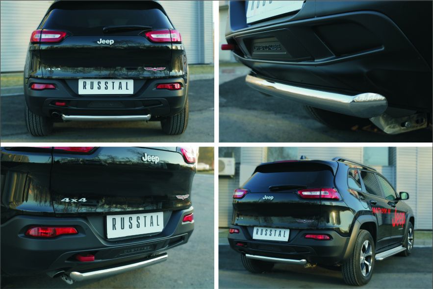 Защита RusStal заднего бампера d63 (дуга) для Jeep Cherokee KL Trailhawk 2014-2026. Артикул JCZ-002001