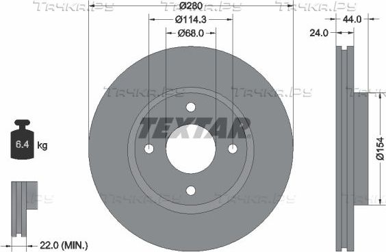 Тормозной диск Textar Pro. Артикул 92269203