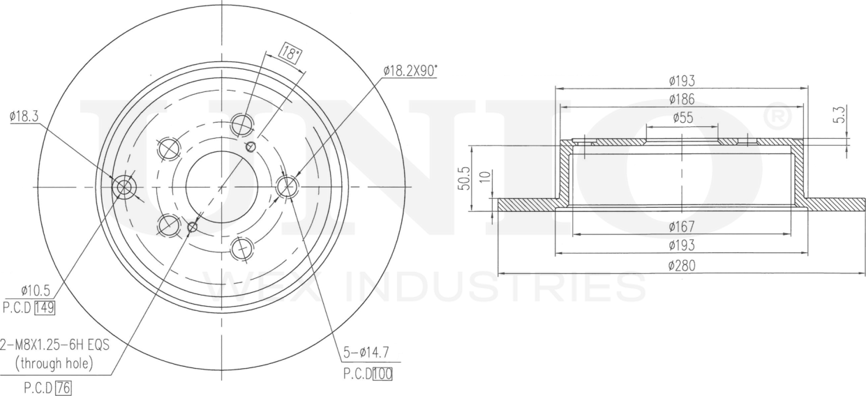 Диск тормозной (Unio). Артикул BRD-20183