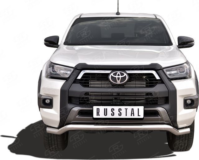 Защита RusStal переднего бампера d63 волна для Toyota Hilux VIII Black Onyx 2020-2026. Артикул THBOZ-003507