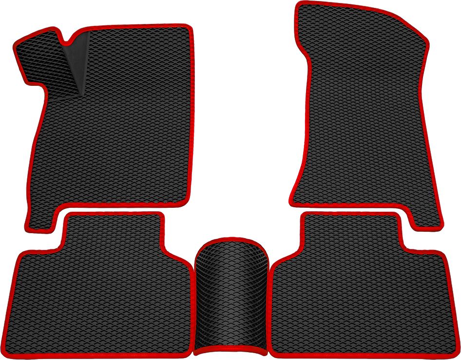 Коврики Rezkon 3D EVA Ромб резиновые для салона Lada ВАЗ 2111 (в т.ч. «Богдан») 1999-2009 Красный кант. Артикул 9239050104