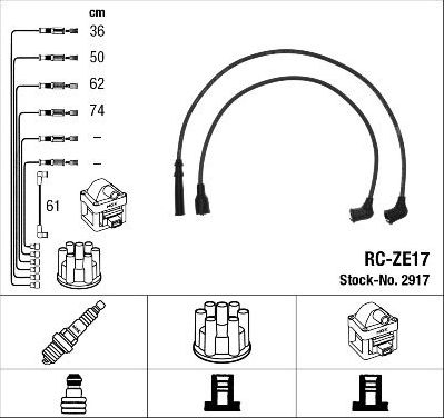 Высоковольтные провода (провода зажигания) (комплект) NGK для Mazda B-series V 1999-2006. Артикул 2917