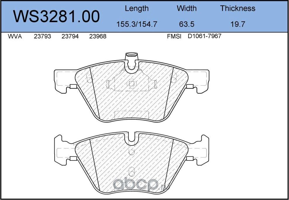 Колодки тормозные дисковые | перед | (Jeenice). Артикул WS328100