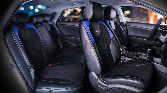 Накидки универсальные CarFashion Space Plus для авто, цвет Черный/Черный/Синий. Артикул 22404