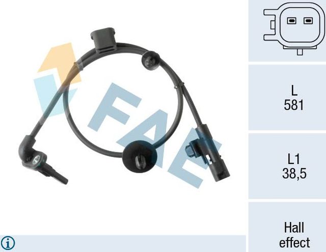 Датчик ABS FAE задний правый для Chevrolet Tracker III (Trax) 2012-2026. Артикул 78519