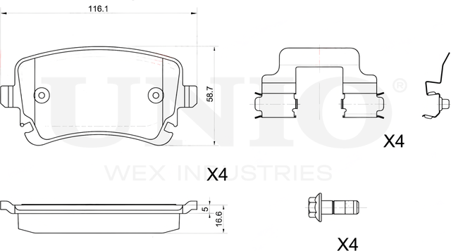 Колодки тормозные диск. задние Audi A6 II,III 02-, A4 II,III 03-, VW Transporter T5,T6 03- (Unio). Артикул BRP-20126