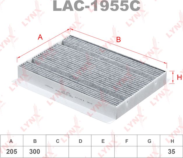 Салонный фильтр LYNXauto. Артикул LAC-1955C