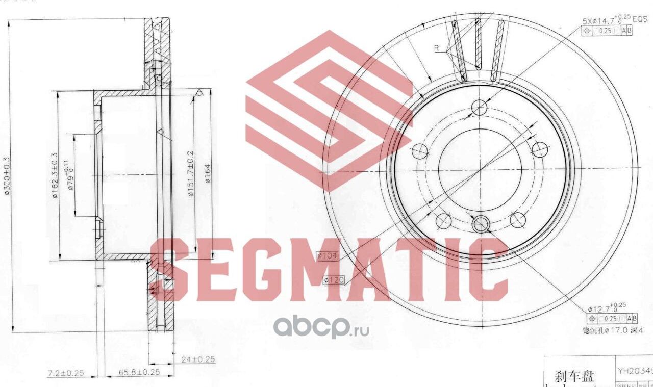 ДИСК ТОРМОЗНОЙ (Segmatic). Артикул SBD30093357