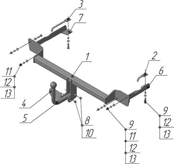 Фаркоп AvtoS для FIAT Grande Punto 2005-2009. Артикул FA 03