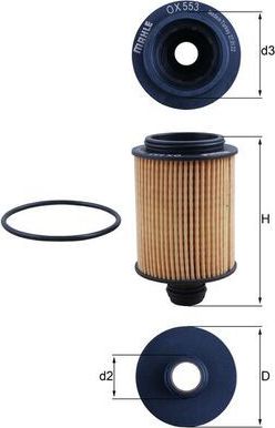 Масляный фильтр Mahle для Alfa Romeo 159 2008-2012. Артикул OX 553D