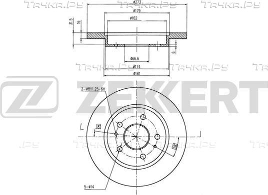 Тормозной диск Zekkert передний для Daihatsu Terios I 1997-2006. Артикул BS-6039
