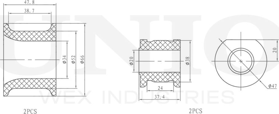 Втулки стабилизатора, комплект (Unio). Артикул RMP-10192