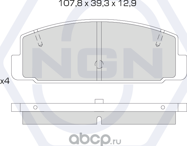 Колодки тормозные керамические, задние (NGN). Артикул 3501477