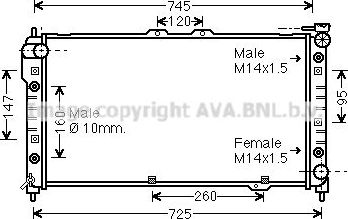 Радиатор охлаждения двигателя AVA для Mazda 323 VI (BJ) 1998-2004. Артикул MZ2151