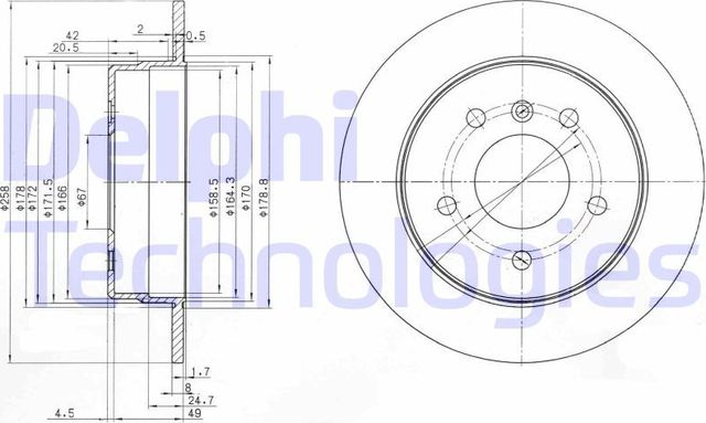 Тормозной диск Delphi передний для Saab 9-5 II 2010-2012. Артикул BG4187C