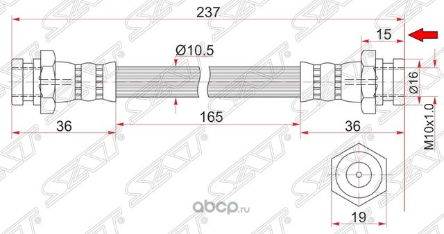 ШЛАНГ ТОРМОЗНОЙ ПЕРЕДНИЙ ТАИЛАНД TOYOTA LAND CRUISER 92-98 LHRH ПРОМЕЖУТОЧНЫЙ ST-90947-02817 SAT SAT. Артикул ST9094702817