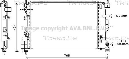 Радиатор охлаждения двигателя AVA для Chevrolet Aveo II 2011-2015. Артикул OLA2666