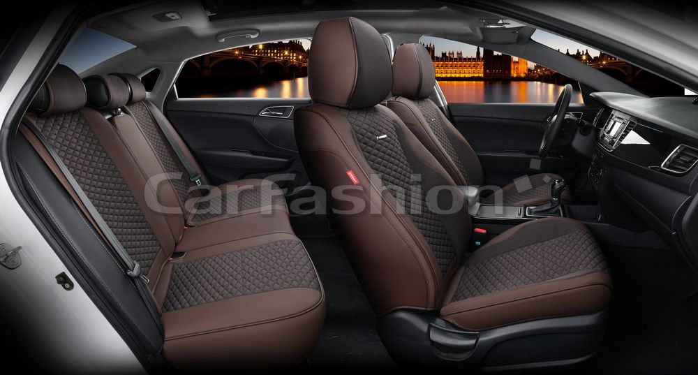Чехлы универсальные каркасные CarFashion 5D Rover Plus на сидения авто, цвет Кофе/Кофе/Кофе. Артикул 27274