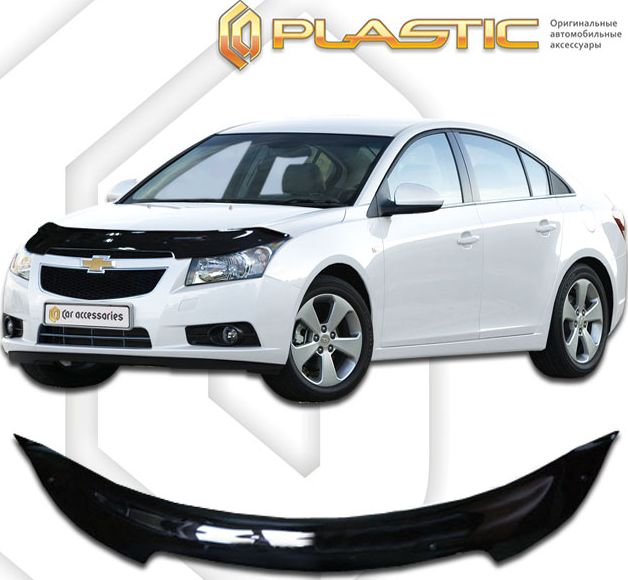 Дефлектор СА Пластик для капота (Classic черный) Chevrolet Cruze хэтчбек 2012-2015. Артикул 2010010107390