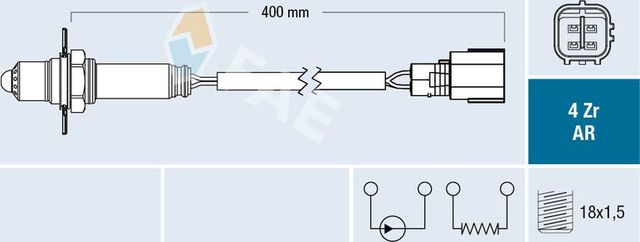 Лямбда-зонд (кислородный датчик) FAE. Артикул 75662