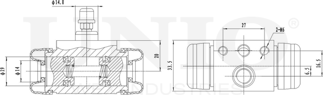 Цилиндр тормозной рабочий (Unio). Артикул BRC-20589