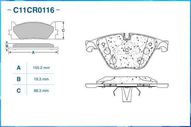 Колодки тормозные передние (Low Metallic) (Cworks). Артикул C11CR0116