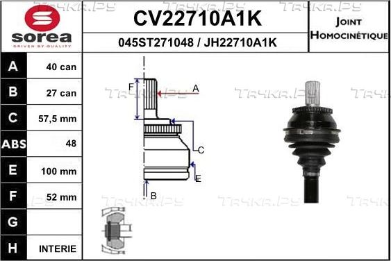 Шрус внутренний (граната) EAI. Артикул CV22710A1K