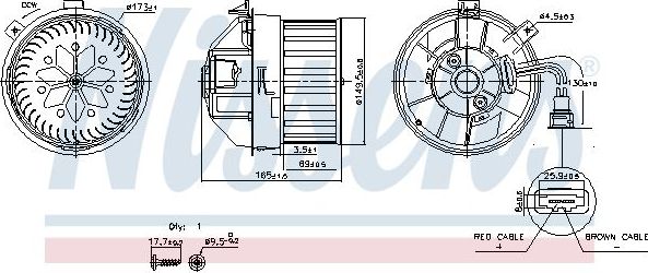 Вентилятор, мотор печки (отопителя) салона Nissens (полимерный материал). Артикул 87628