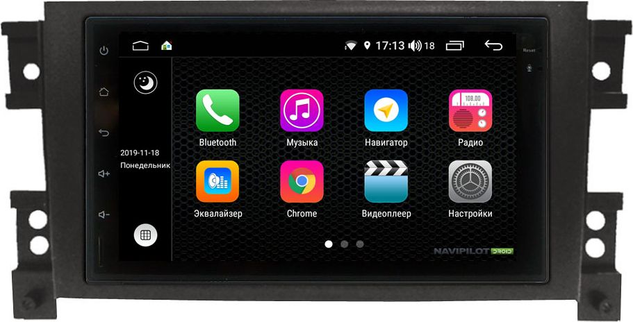 Установочный комплект: головное устройство NaviPilot 2DIN с экраном 7" FT Android 9, DSP, сенсорные кнопки для Suzuki Grand Vitara III 2005-2015. Артикул NPD9L-WR-832-07 GV