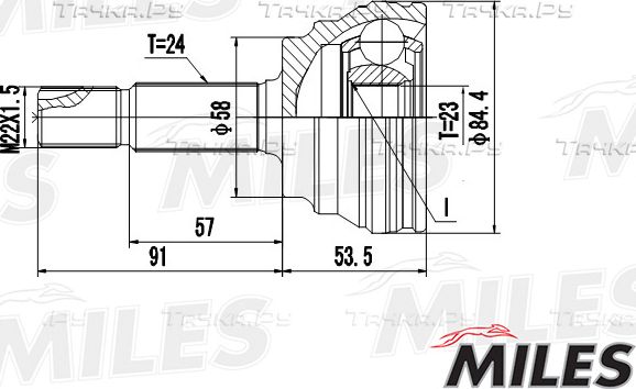 Шрус наружный (граната) Miles для Toyota Echo 2001-2005. Артикул GA20483
