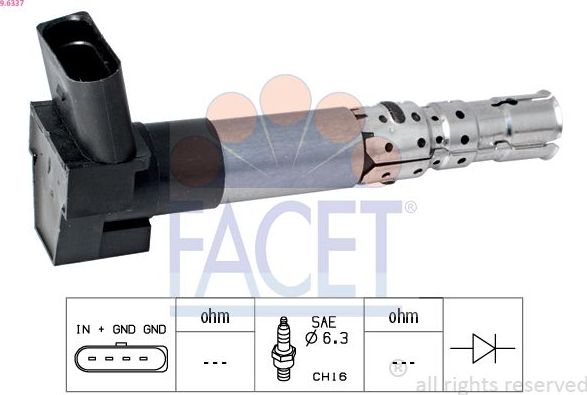 Катушка зажигания Facet Made in Italy - OE Equivalent для Volkswagen Passat B5 2000-2005. Артикул 9.6337