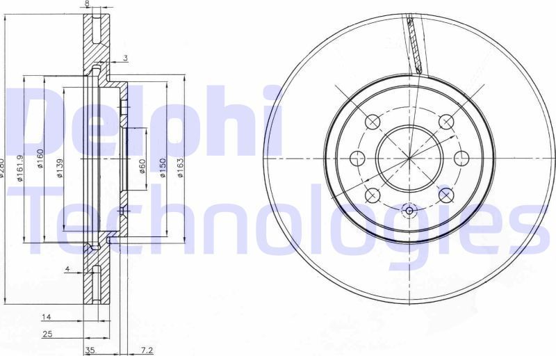 Тормозной диск Delphi. Артикул BG3989