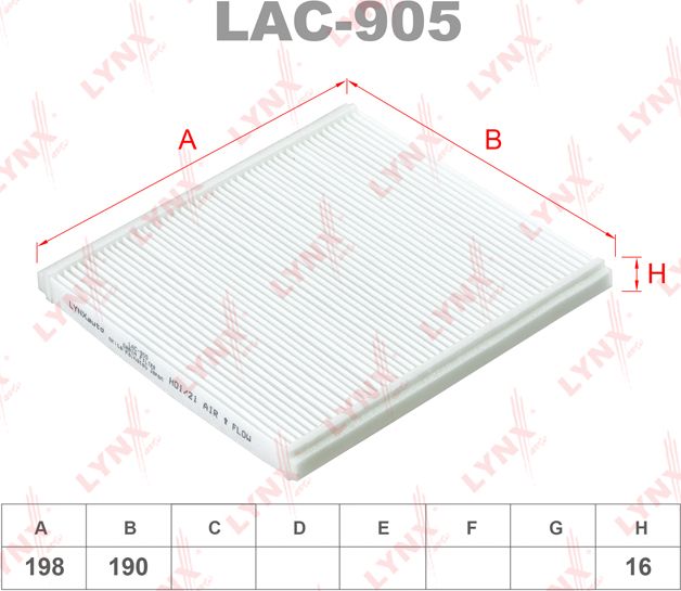 Салонный фильтр LYNXauto. Артикул LAC-905