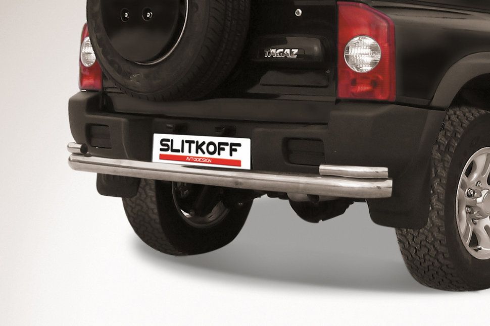 Защита Slitkoff заднего бампера d76/42 двойная для ТагАЗ Tager 5-дв. 2008-2026. Артикул TAT5d012