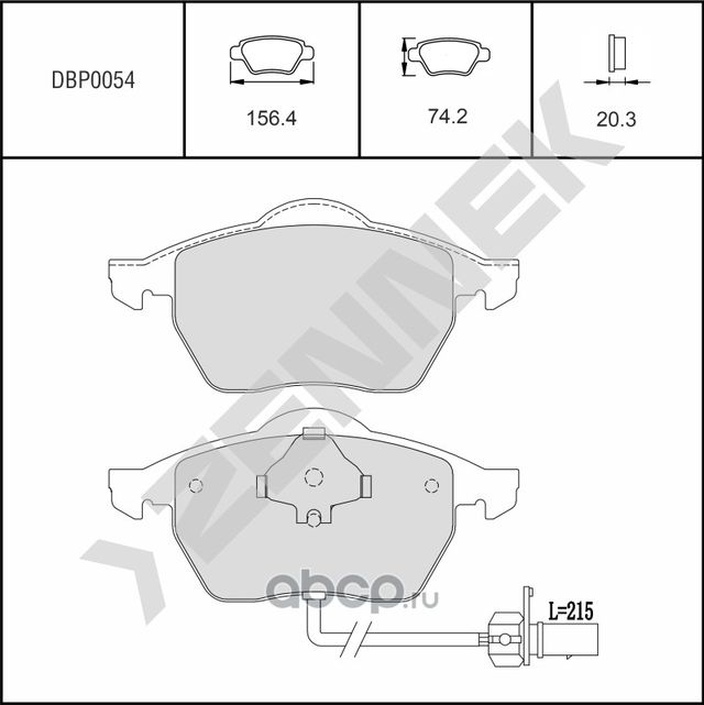 Колодки тормозные дисковые передние AUDI A4 B5/6/7 94-08 A6 C5 97-05 (Zennek). Артикул DBP0054