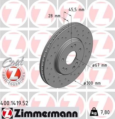 Тормозной диск Zimmermann SPORT Z. Артикул 400.1419.52