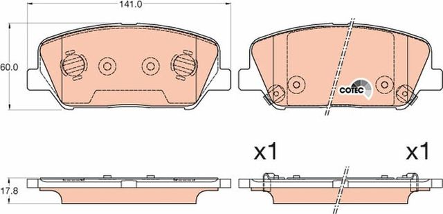 Тормозные колодки TRW COTEC передние для Kia Ceed II 2012-2018. Артикул GDB3582
