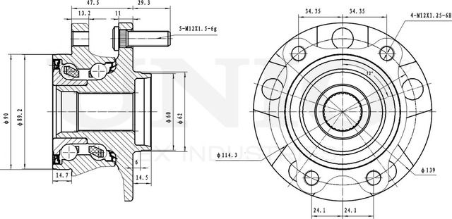 Ступица колеса с интегрированным подшипником (Unio). Артикул HUB-20155