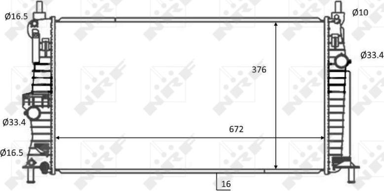 Радиатор охлаждения двигателя NRF (алюминий). Артикул 59068