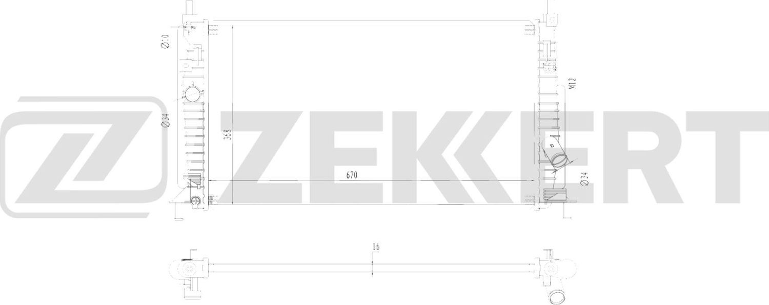 Радиатор охлаждения двигателя Zekkert (алюминий). Артикул MK-1655
