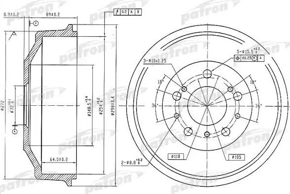 Тормозной барабан Patron задний для Citroen C25 1981-1994. Артикул PDR1048