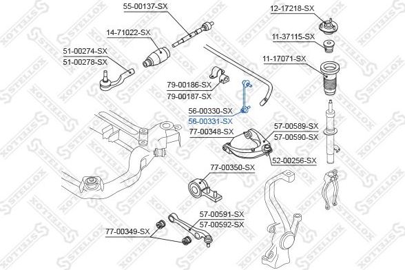 Стойка (тяга) стабилизатора Stellox передняя правая для Mazda 6 II (GH) 2007-2013. Артикул 56-00331-SX